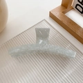 Elegante pinza per capelli in acetato con motivo marmo bianco e design lungo a forma di T - Grande (11.5cm) / Bianco Onda