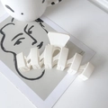 Minimalist cream white matte hair claw clip with a wavy hollow design for women - 11.5CM / White