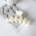 Minimalist cream white matte wavy hair claw clip in a stylish geometric resin design - Beige