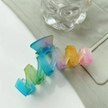 Matte wave hair claw clip in pastel gradient blue green and pink shades - 11.5CM / Rainbow Gradient