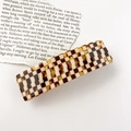 Minimalist 8.5cm acetate checkerboard spring hair clip in brown and beige tones - Large / Brown Checkerboard
