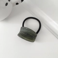 Elastico per capelli minimalista con elemento geometrico in acrilico marmorizzato verde - Ovale-Legno Ciano Tè