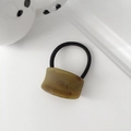 Elastico per capelli con decorazione rettangolare in resina verde oliva effetto marmo - Ovale-Legno Verde