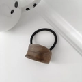 Elastico per capelli minimalista con fibbia cilindrica marrone a trama marmorea - Ovale-Legno Marrone