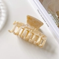 Elegant cream marble acetate hair claw clip for women's hairstyle and styling - Off White-7.5cm