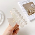 Elegant iridescent pearl white acetate hair claw clip for bun hairstyles - Iridescent White-7.5cm