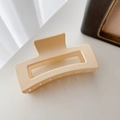 Matte milk tea beige resin hair claw clip with a minimalist hollow rectangle design - Matte Cream (8.5cm)