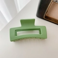 Pince à cheveux rectangulaire évidée vert clair mat de 8,5 cm pour femmes - Vert Mat (8.5cm)