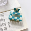 Classic blue and white checkered square acrylic hair claw clip for elegant hairstyles - 5.2cm / Blue And White Grid