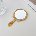 Eleganter Handspiegel mit Schildpatt-Muster und minimalistischem Harzgriff für Make-up - Gelb gemischt