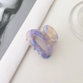 Mini acetate hair claw clip with purple marble texture for fringe styling - Yellow Purple (4.5cm)