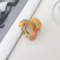 Mini acetic acid hair claw with colorful floral marble texture for elegant styling - Floral Yellow (4.5cm)