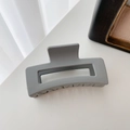 8.5cm square hollow hair claw clip in matte grey resin for elegant styling - Matte Grey (8.5cm)