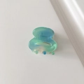 Mini-Haarklammer aus Acetat mit blau-grünem Marmormuster und glänzendem Finish - 2.6cm / Cyanblau