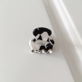 Mini acetate hair claw clip with classic black and white cow print and glossy finish - 2.6cm / Black and White Pattern