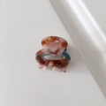 Mini acetic acid hair claw clip with blue and amber marble pattern on white background - 2.6cm / Floral Coffee