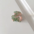 Mini acetate hair claw clip with elegant pink and green marble texture finish - 2.6cm / Floral Green