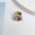 Mini acetic acid hair claw clip with colorful marble effect and high gloss finish - 2.6cm / Multicolor