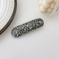 Minimalist rectangular hair clip with black and white dalmatian pattern texture - Spring Clips / Leopard Print Beige Black