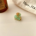 Mini acetic acid hair claw clip with mint green and amber marble texture finish - 2.6cm / Amber Green
