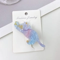 Cute cartoon cat hair clip in blue and pink marble acrylic with glitter finish - Metallic Purple