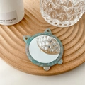 Simpatico specchio portatile con orecchie di gatto e cornice in acetato marmorizzato blu - Cat Ear Fresh Blue