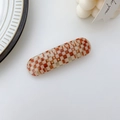 Hair clip with red-orange and beige checkered pattern in a smooth resin finish - Spring Clips / Red White Plaid