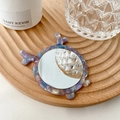Portable cute tortoise shell mirror in purple and blue acetate for daily makeup - Antler Floral Purple