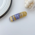 Purple and yellow plaid oval acetate hair clip with retro marble texture finish - Spring Clips / Yellow Purple Stripe