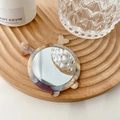 Portable animal-shaped acetate vanity mirror with elegant marble texture and mini round frame - Antler Dreamy Purple
