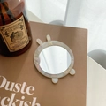 Portable animal-shaped makeup mirror with iridescent pearl finish and bunny ear design - Rabbit Ear Gem White