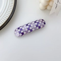 Minimalist purple checkered acetate hair clip with vintage oval pattern design - Spring Clips / Purple and White Checkerboard