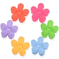 Matte flower hair claw clips set in vibrant orange, pink, purple, green, yellow and blue - Flower Set