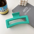 Matte mint green 13cm oversized square hollow hair claw clip for thick hair styling - Lake Green - 13cm
