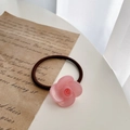 Eleganter rosa Rosen-Haargummi aus Acetat mit braunem Gummiband für Damen - Rosa