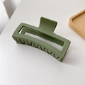 Pinza para el pelo mate verde militar de 13cm con diseño rectangular para pelo grueso - Verde Militar