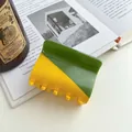 Minimalistische geometrische haarklem in groen en geel acetaat patchwork ontwerp - 6cm / Geel & Groen Gestikt