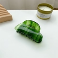 Molla per capelli in acetato verde scuro con trama marmorizzata ed effetto smeraldo - 8.5cm