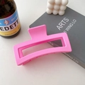 Matte rose pink rectangular large hair claw clip for thick hair styling accessory - Tender Pink - 13cm