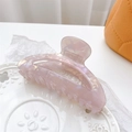 Pink marble texture acetate crescent hair claw clip on elegant ceramic dish - 8.5cm / Phantom Purple