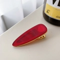 Pinza para el pelo de resina roja translúcida con una base de metal dorado de calidad - 6cm / Rojo