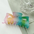 Große Haarklammer mit matter Oberfläche und farbenfrohem Regenbogen-Farbverlauf - Katzenohren Stil