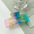 Matte Haarklammer aus Harz mit Regenbogen-Farbverlauf für Damen-Frisuren-Zubehör - Großer Quadratischer Stil