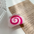 Haarklem met Naruto-wervelontwerp in roze en wit marmerpatroon - 6.4CM / Cake roll ontwerp