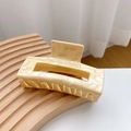 Creamy marble acetate hair claw clip with minimalist rectangular frame design - 10cm / Creamy Marble (Large Square)