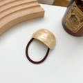 Elegant cream acetate hair tie with wavy marble texture on brown elastic band - 5cm / Brown And Beige (Hair Rope)