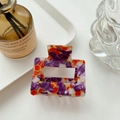 Pinza para el cabello vintage francesa con patrón de mármol de colores y diseño cuadrado - 5cm / Púrpura Mixto