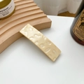 Creamy yellow rectangular hair claw clip with textured resin finish on a wooden tray - 8cm / Creamy Texture (Spring Clip)
