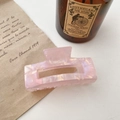 Pink marbled rectangular acetate hair claw clip with pearlescent resin finish - Square / Dreamy Pink