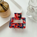 Molla per capelli vintage in acetato con motivo a mosaico rosso e blu elegante - Rosso E Blu Misto